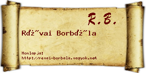 Révai Borbála névjegykártya